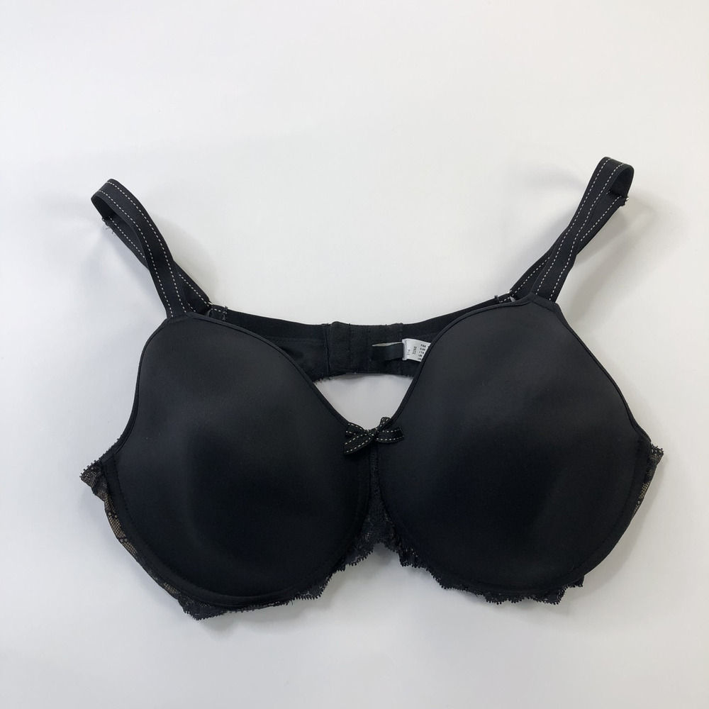 Chantelle 40D Rive Gauche Full Coverage T-Shirt Bra Lace Trim Bow Black 3286